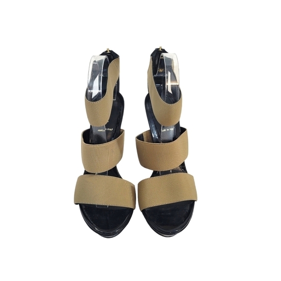 Fendi Sandolo Vernice Tan & Black Platform Stiletto Heels - Picture 4 of 13